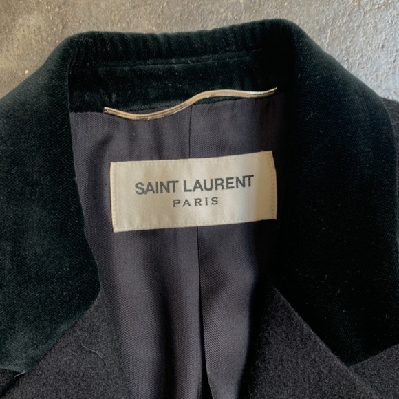 Hedi Slimane × Saint Laurent Paris $4,500 Heavy Lurex Wool and Silk Long Coat Br - Picture 12 of 14